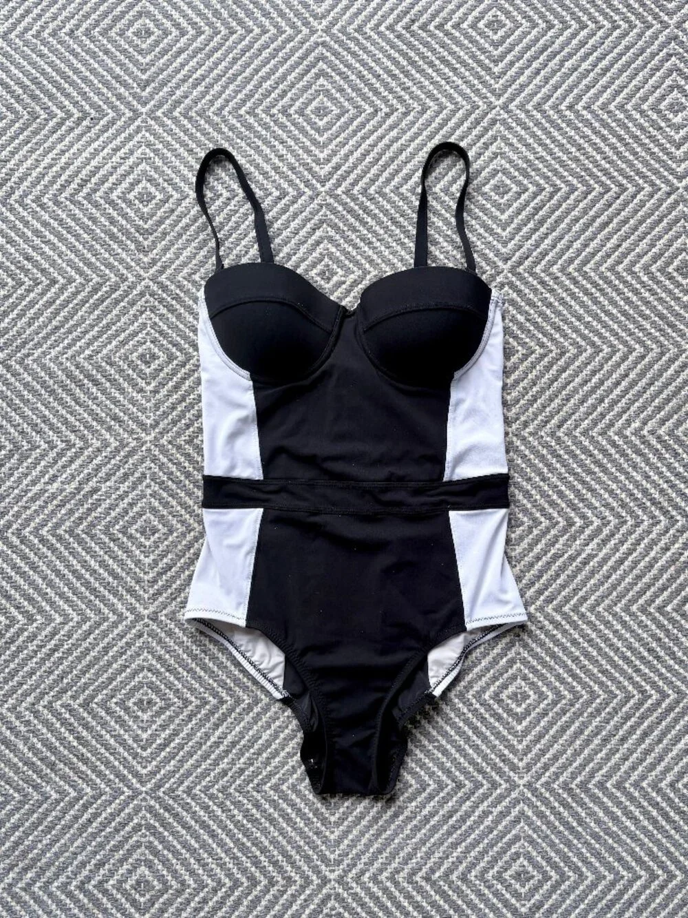 Tory Burch Lipsi Bustier One Piece Swimsuit XS Colorblock Strapless Beach